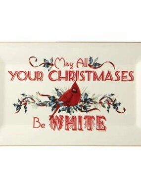 Lenox Winter Greetings "May all Your Christmases Be White" Sentiment Platter